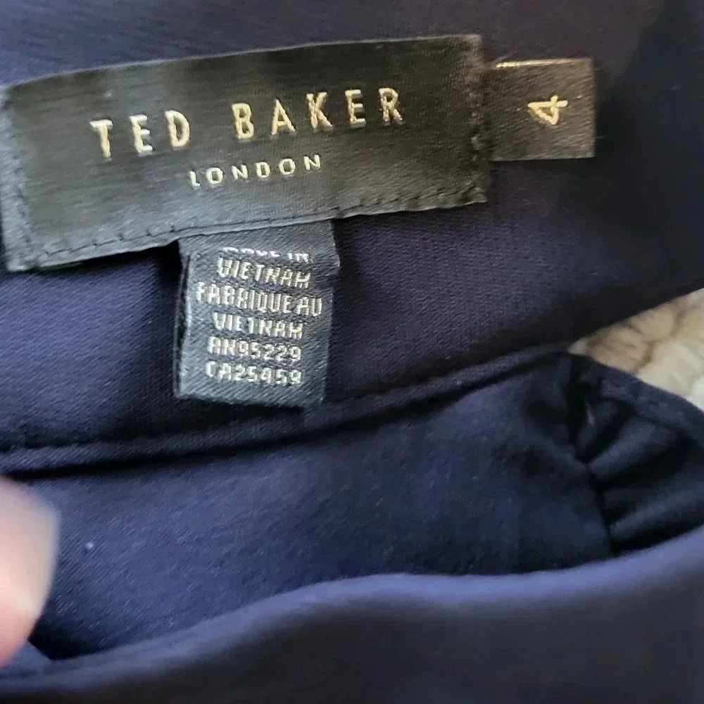 Ted Baker Halter Neck Lace Detail Torria Ruffled Navy Blue Tunic Dress(4)Large - Picture 10 of 11